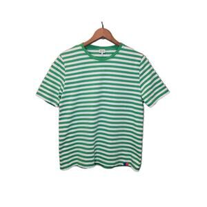 Kule Cotton White Green Short Sleeve Round Neck T Shirt Top Size Small